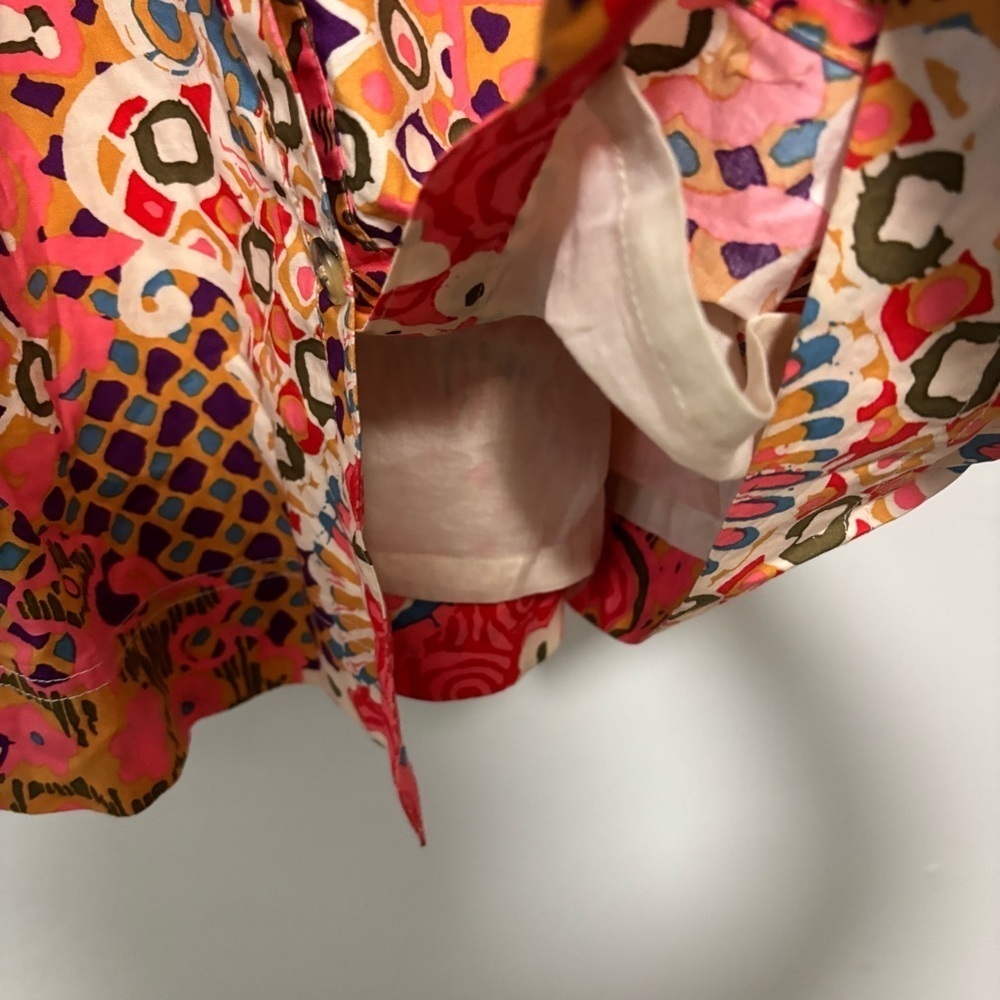 J. Crew Pink Cotton Classic Button Front Poplin Paisley Tie Waist Sundress NWOT - Picture 11 of 14